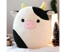 foto van Klikkopers® - Kawaii knuffel - 28 cm tot 32 cm - Knuffel Koe - Squish Knuffel - Koe Knuffel - Kawaii Kussen - Squishy