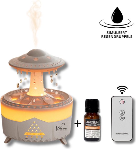 Vida con Ventji - Diffuseur Aroma - Humidificateur - avec aromathérapie - Bruit White - Huile essentielle