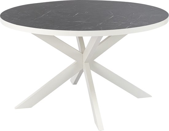 Stalux Ronde eettafel 'Daan' 120cm, kleur wit / zwart marmer