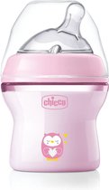 Chicco Natural Feeling Anticolic fles 0 maanden + 150 ml, fles met zuiger van zachte en flexibele siliconen, geschikt voor gemengde borstvoeding, langzame doorstroming, kleur roze 0+ maanden