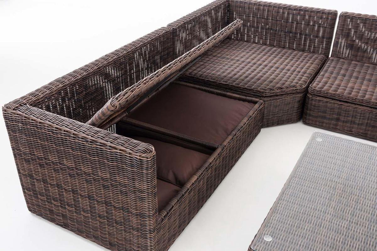 CLP Wicker Poly rotan lounge set TIBERA, met opbergruimte (2 x 2-zitsbank +  fauteuil +... | bol.com