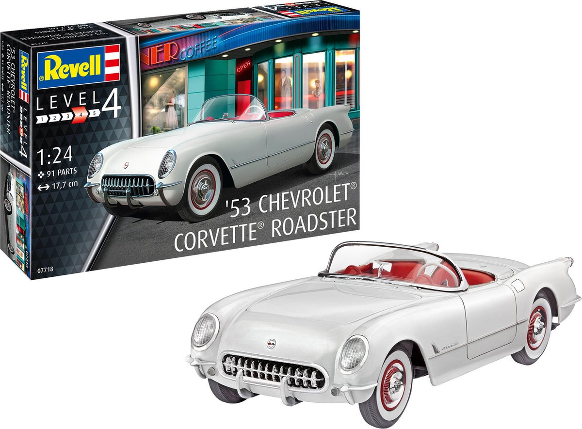 1:24 Revell 07718 1953 Chevrolet Corvette Roadster Car Plastic Modelbouwpakket - Revell