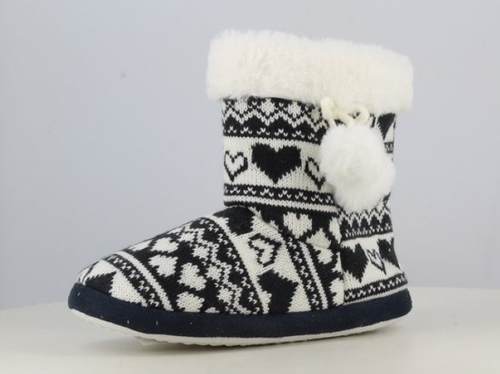 Dames winter pantoffels - warme zachte fleece huisslofen - antislip - blauw/marine - maat 37