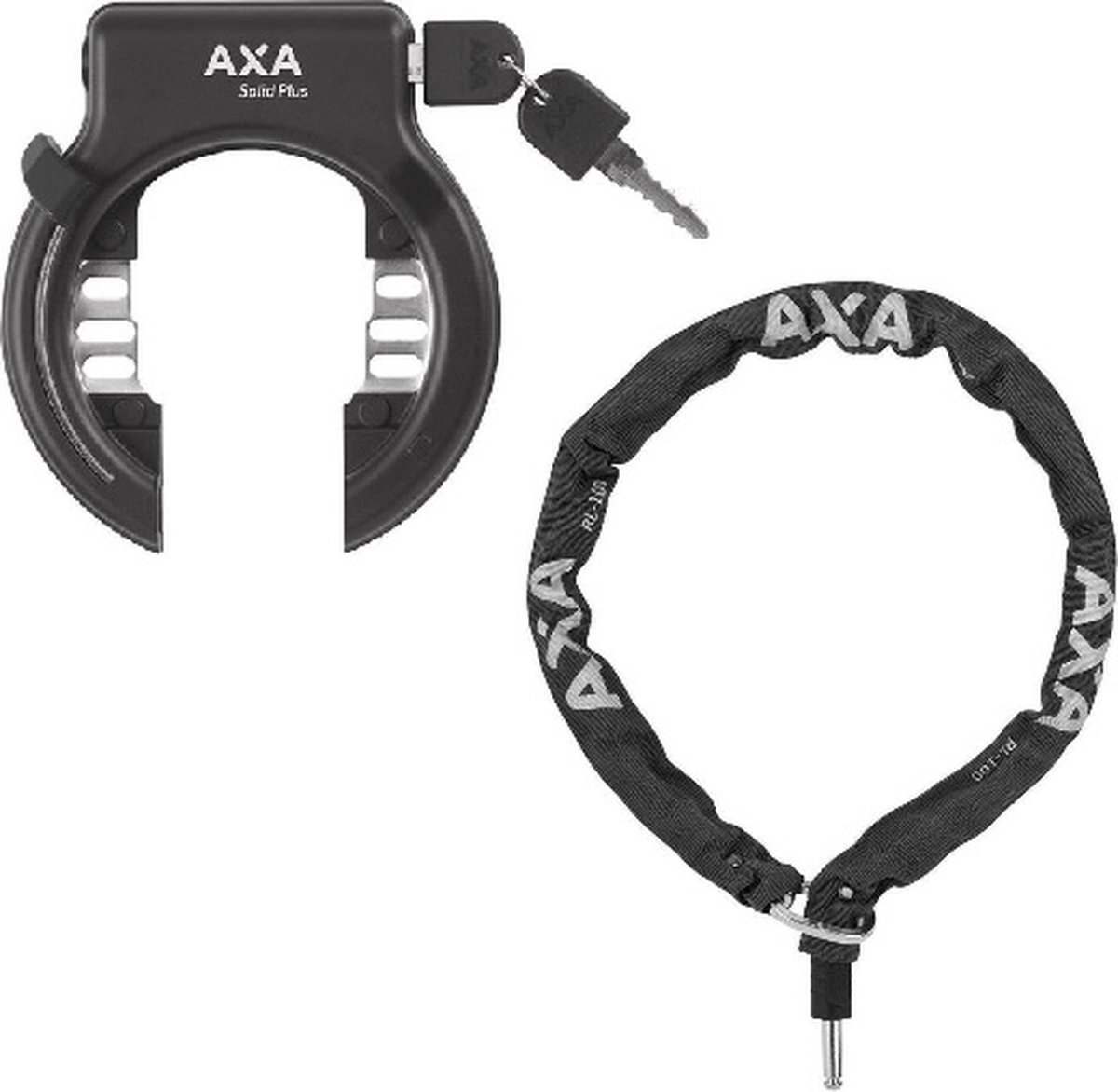 Axa Solid Plus Ringslot ART2 Zwart + Insteekketting 100 cm 5,5 mm Zwart