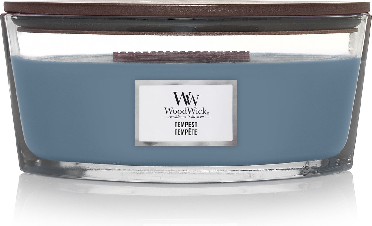WoodWick Heartwick Flame Ellipse Geurkaars - Tempest - 50 branduren Blauw