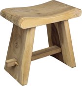 Kruk Noel - 50x30x47 cm - Naturel - Munggur - krukje hout, krukjes om op te zitten, krukje badkamer, krukjes om op te zitten volwassenen, krukje make up tafel, kruk, krukje, houten krukje,