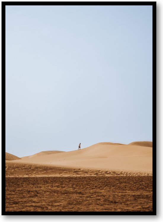 Alleen met de Horizon - Zandpaden van Gran Canaria - Fotoposter 50x70 met Lijst