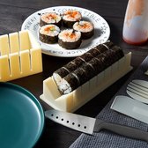 Sushi Maker Set van 12 stuks, complete sushi-set met 8 verschillende vormen van sushi-rijstrol, doe-het-zelf-sushi-gereedschap met sushi-mes, off-white