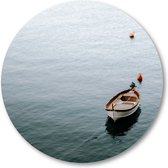 Stilte in Riomaggiore - Eenzaamheid op Zee - Vissersboot - Wandcirkel Forex 70cm