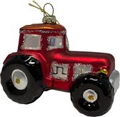 Pendentif sapin de Noël fou Tracteur couleur rouge