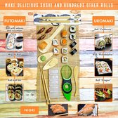 Sushi Maker Set met Bamboe Rolling Mat - Maak je eigen Sushi thuis - 14 stuks alles in één 2 matten, 3 paar eetstokjes, peddel, spreider, rijstvorm, avocado-snijmachine met beginnersboek