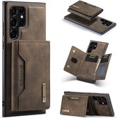 DG Ming Coque pour Samsung Galaxy S24 Ultra - Coque arrière avec porte-carte magnétique - Étui de téléphone avec portefeuille à l'arrière Marron