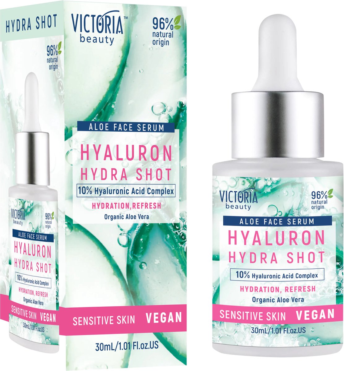 Victoria Beauty Hydra Shot Gezichtsserum met 10% hyaluronzuurcomplex aloë vera en niacinamide 30 ml Hydratatie en verfrissen