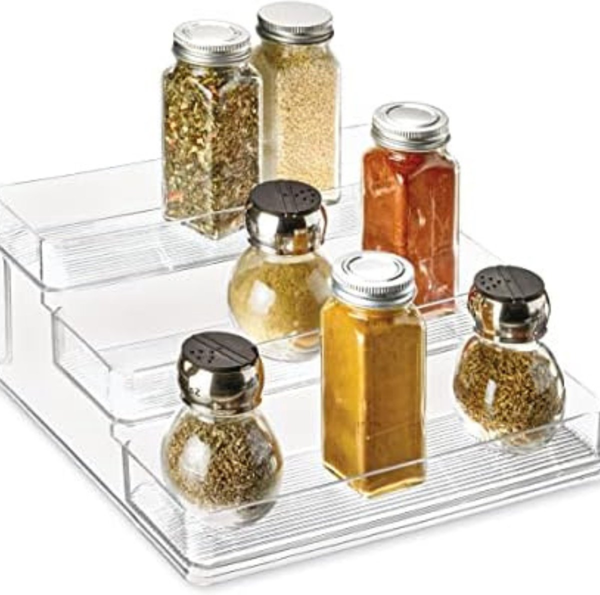 Deco haus® Kruidenreklade voor Lade Organisatie, Kruidenrek voor lade, lade- inzet met 3 niveaus, 24 Kruidenpotten Organizer voor Keuken 280 Etiketten, Borstel, Trechter