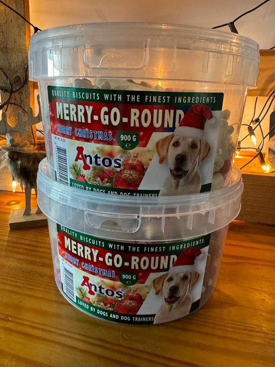 Antos - Hondensnoepjes - Trainers - Snacks - Beloning - Tussendoortje voor Hond - 2x Antos emmer - Kerstmix