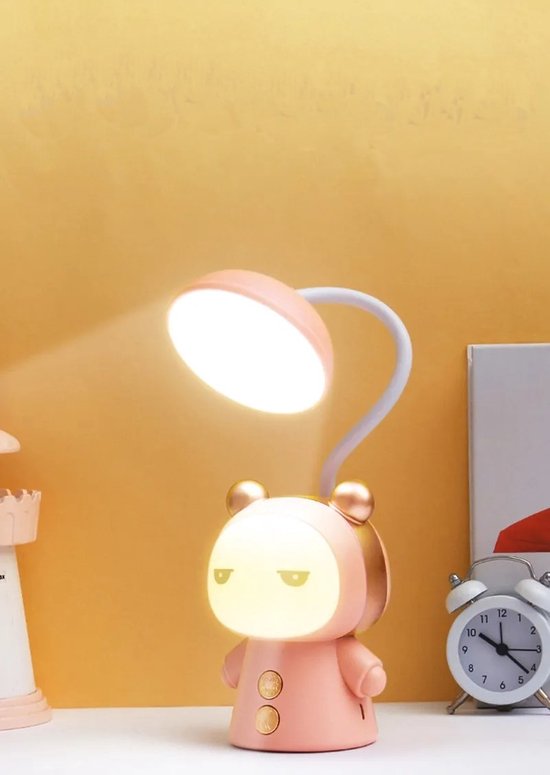 Lampe de bureau mignonne rechargeable par USB, lampe de bureau portable à intensité variable, veilleuse LED, joli cadeau pour enfants, rose