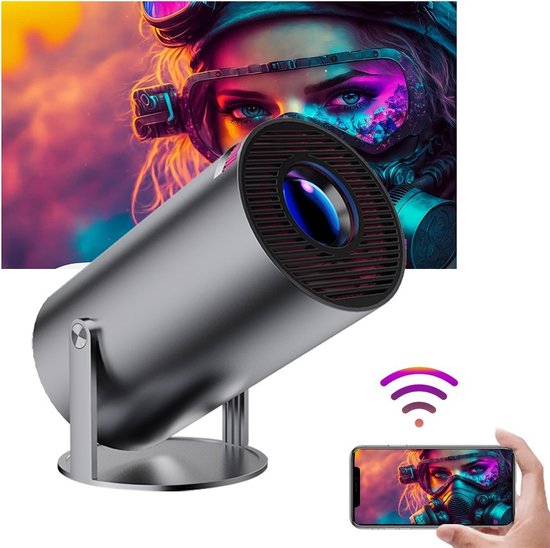 Foto: Mini beamerset inclusief 84inch doek mini projector home theater set met bluetooth en wifi 6 technologie android 11 besturingssysteem zwart ek f1