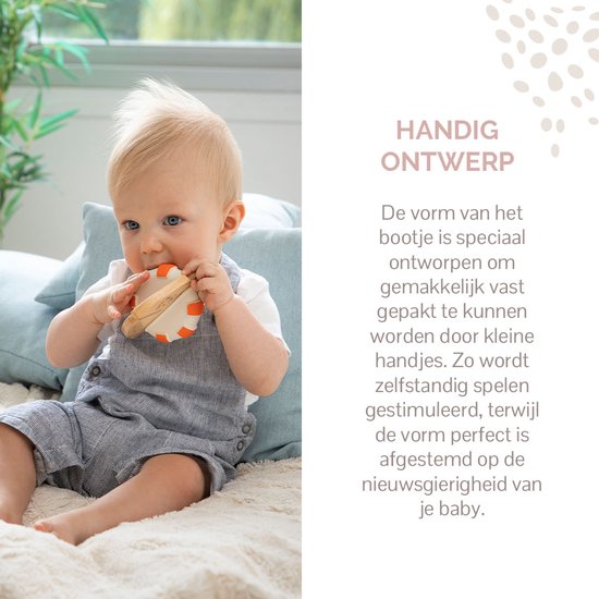 Sophie de giraf So'Pure badbootje - Badspeelgoed - Babyspeelgoed - Vanaf 0 maanden - 100% Natuurlijk rubber & hout - OK-Biobased - 11.5x11x8 cm van Sophie de Giraf. — afbeelding 2