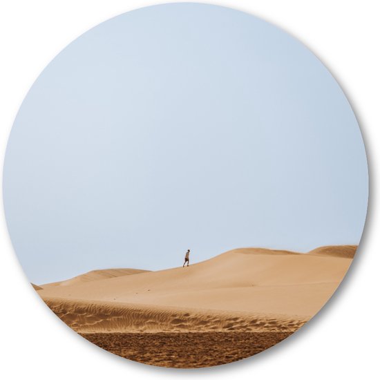 Alleen met de Horizon - Zandpaden van Gran Canaria - Wandcirkel Forex 70cm