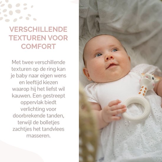 Sophie de giraf So'Pure Bijtring - Bijtspeeltje - Bijtspeelgoed - Babyspeelgoed - 100% Natuurlijk rubber - 13.5x6.4x5.2 cm - Beige/Bruin van Sophie de Giraf. — afbeelding 2