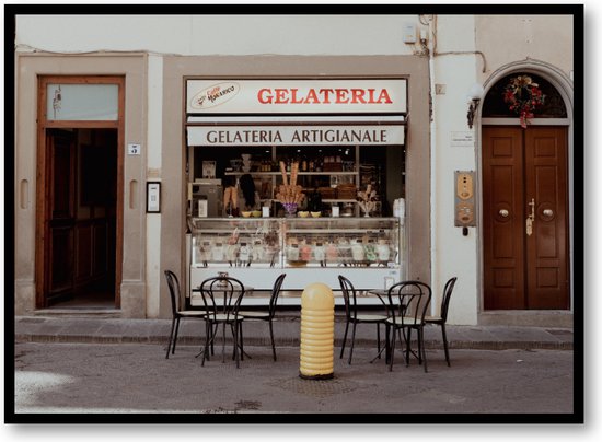 Proef de Traditie: Italiaanse Gelateria - Italiaanse IJspauze - Fotoposter met Lijst