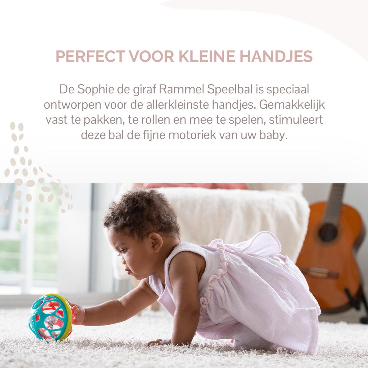 Sophie de giraf Rammel Speelbal - Speelgoedbal - Babyspeelgoed - Vanaf 3 maanden - Ø11 cm - Rood/Groen/Blauw — afbeelding 2