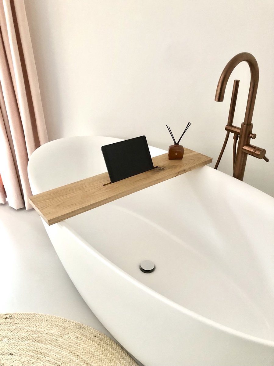 WoodBrothers Badplank naturel eiken recht 80 x 20 cm - 25 mm - Badplank voor in bad - Bad plank - Badplank eiken - Badplank hout - Badplankje voor bad