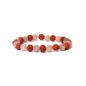 Yogi & Yogini - Bracelet rudraksha/pierre de lune pêche - Elastique qualité AA - Minéral - Inde