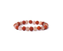Yogi & Yogini - Armband rudraksha/ perzik maansteen - AA kwaliteit elastisch - Mineraal - India