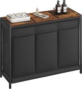 Bol.com ACAZA Wasmand - Wassorteerder - 3 vakken - met afneembare Deksels - Bruin & Zwart - Vintage aanbieding