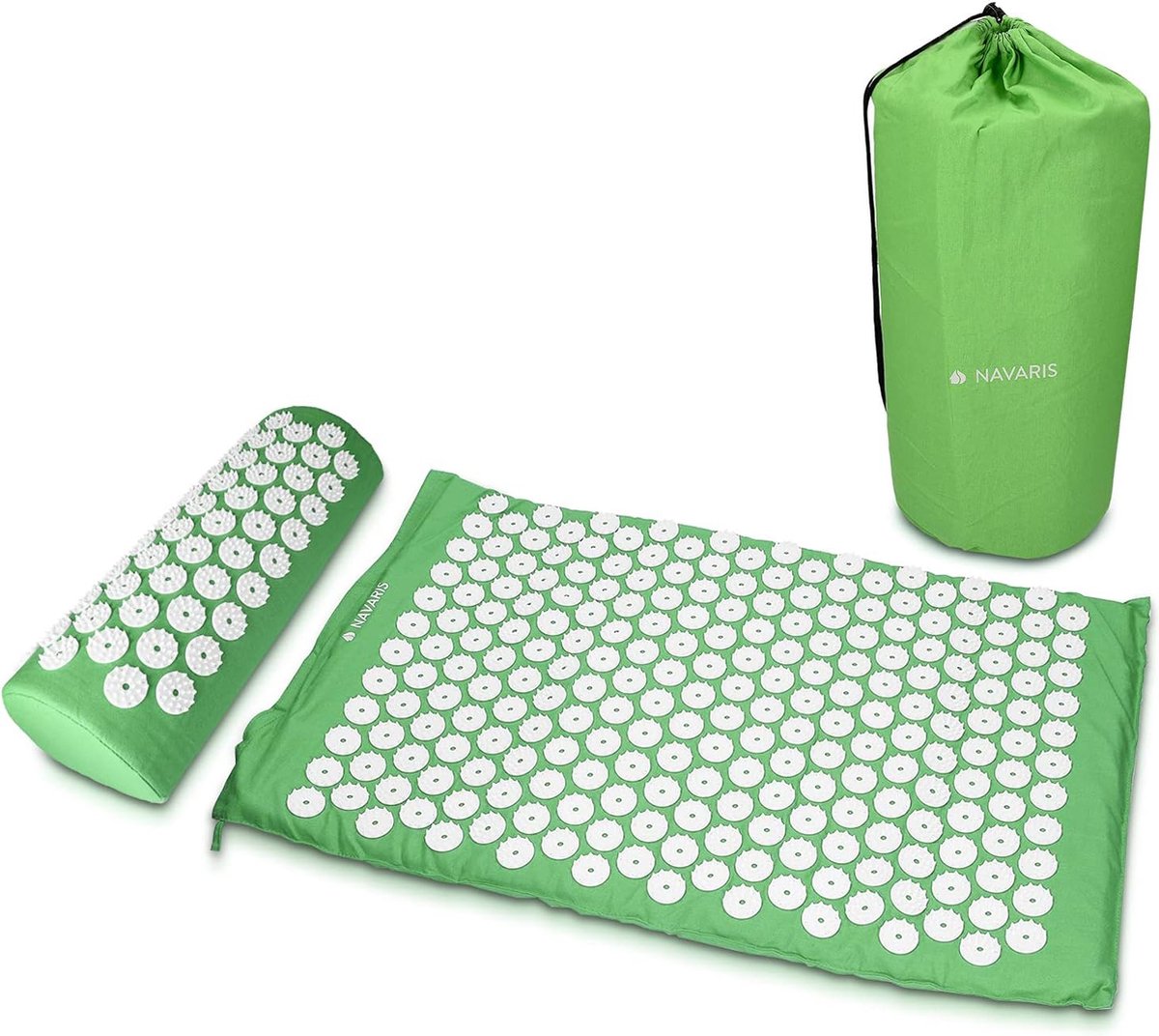 2-in-1 acupressuur massageset: 1x acupressuurmat, 1x kussen met tas - acupressuurmat en hoofdkussen voor het losmaken van spanning - blauw