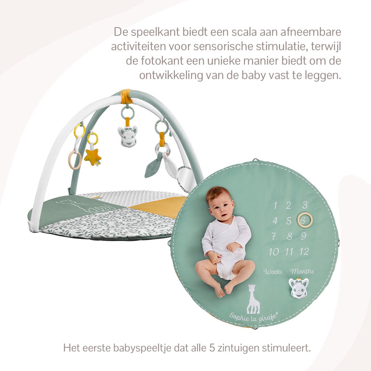 Sophie de giraf Reverso Activity & Foto speelkleed - Babygym - Speelmat - Machinewasbaar - Vanaf 0 maanden - 50 x 90 x 90 cm - Groen/Geel/Wit — afbeelding 13
