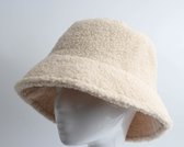 Teddy Bucket Hat- Accessories Junkie Amsterdam- Vissershoed- Winter muts- One size- Wit/Beige
