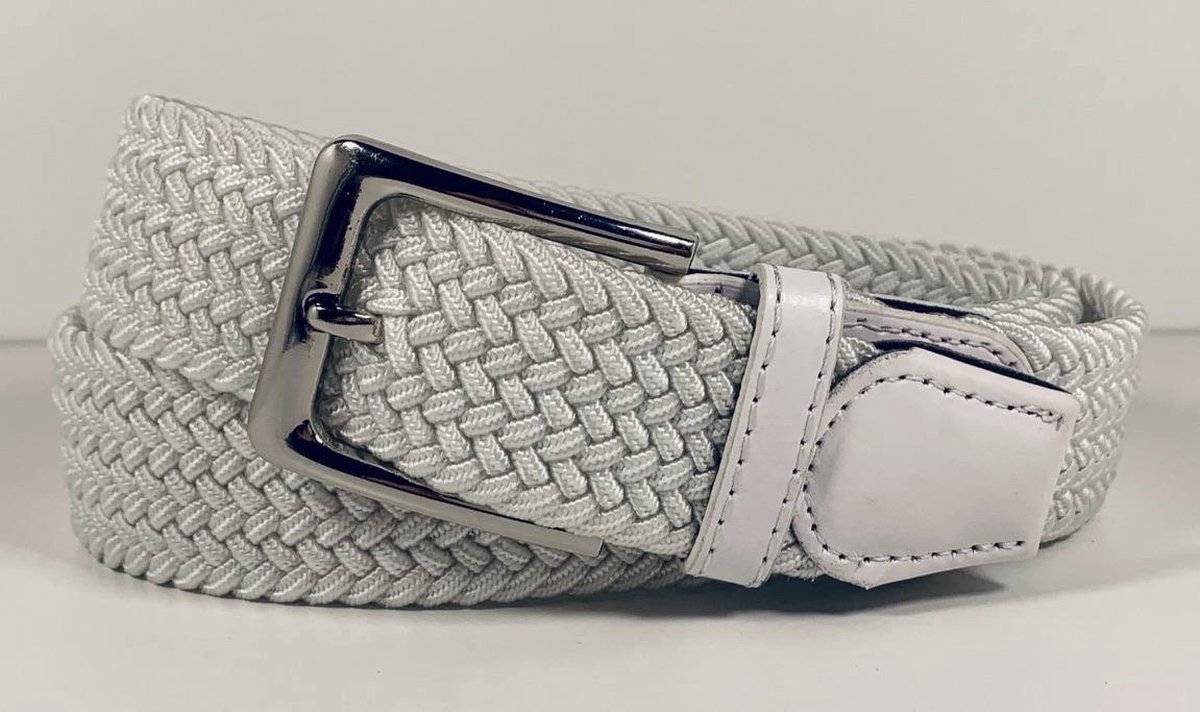 New Age Devi - Unisex-Elastische-Stretch-Vlecht-Gevlochten-Riem - Geschikt voor Zowel Mannen als Vrouwen - Kleur Wit