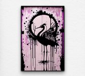 schilderij banksy - banksy schilderijen - banksy - schilderij woonkamer - banksy canvas - flamingo schilderij - 60 x 90 cm 18mm