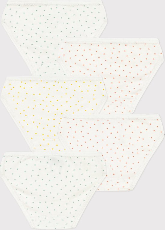 Petit Bateau Set de 5 slips fille en coton avec coeurs Caleçons Filles - Multicolore - Taille 104