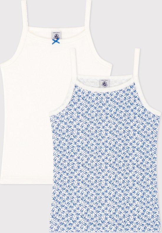 Petit Bateau Set de 2 tops en coton à bretelles et fleur pour enfant Maillot de corps Filles - Multicolore - Taille 164