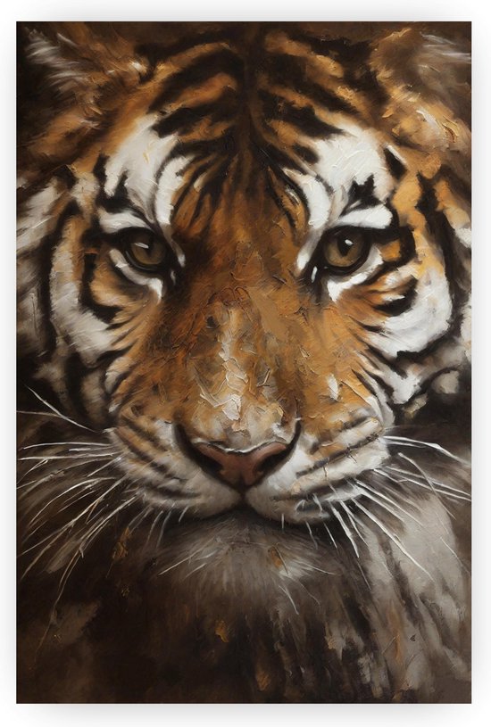 Tijger schilderij plexiglas 40x60 cm - Glasschilderij tijger - Tijger wanddecoratie - Muurdecoratie tijger - Staand schilderij - Dieren - Tijgers - Woonkamer schilderijen - Decoratie muur binnen - Huisdecoratie