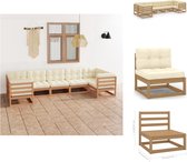 vidaXL Tuinset - Grenenhout - Hoekbank- 70x70x67 cm - Middenbank- 70x70x67 cm - Zitkussen- 70x70x8 cm - Rugkussen- 70x40x8 cm - Tuinset