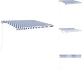 vidaXL Auvent extensible - polyester - 400x350 cm - bleu/blanc - Protection solaire de fenêtre