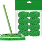 Wipes Reusable for Swiffer Sweeper Mop, Pads Reusable Washable Refill Packs for Wet and Dry Use, Pack of 8, Green
