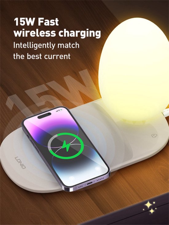 Fast wireless oplader desk lamp Y, LED desk Lamp with Fast wireless charging Landscape nachtlamp met oplader van Symfonisk — afbeelding 3