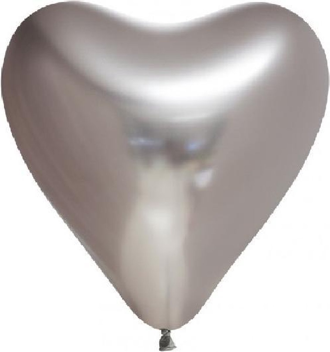 Jumada's - Hartjes balonnen zilver chroom - Set van 6 stuks - circa 30cm groot