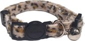 Nobleza kattenhalsband dierenprint - Kattenhalsbanden - Kattenhalsbandje luipaardprint - Halsband kat dierenmotief - Klikhalsband kat - Kittenhalsband met belletje - Beige