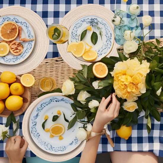 FunWheat Ronde gevlochten placemats set van 8 placemats voor eettafel geweven wasbare antislip tafelmatten 15 inch (mistgroen, 8 stuks