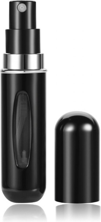 T.O.M. Parfumverstuiver-Parfum Refill Fles 5 ML -Zwart - Parfum verstuiver navulbaar - Verstuiver flesje leeg - Draagbare Mini navulbare Spray - Navulling Parfum flesje - Hervulbare Parfumfles - lipstick formaat-Travel Size