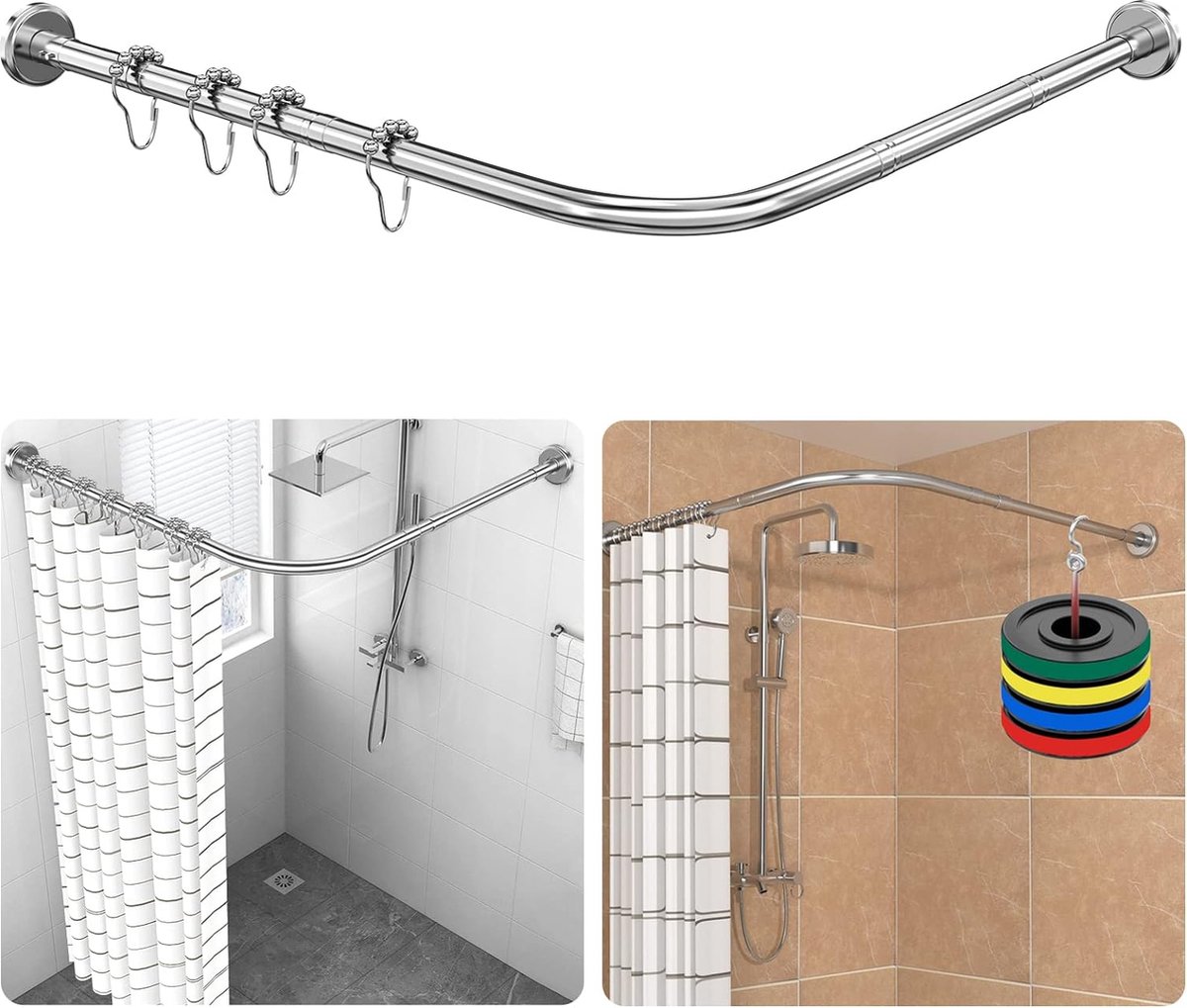 Tringle à rideau de douche ovale en acier inoxydable/aluminium avec su – Home Store