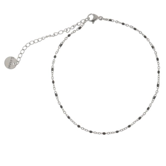 Bracelet de Behave - couleur argent - noir - acier inoxydable - acier - 20,5 cm