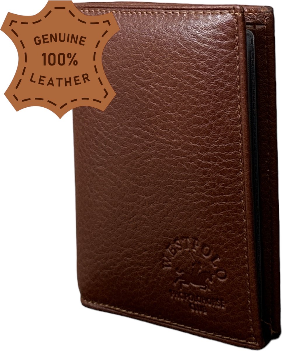 Westpolo Luxe Unisex Leren Pasjeshouder - Ruimte voor 12 Pasjes & Briefgeld - Ideaal Cadeau voor Verjaardagen, Vaderdag, Moederdag, Valentijnsdag en Meer - Cognac - 616 van Leerella