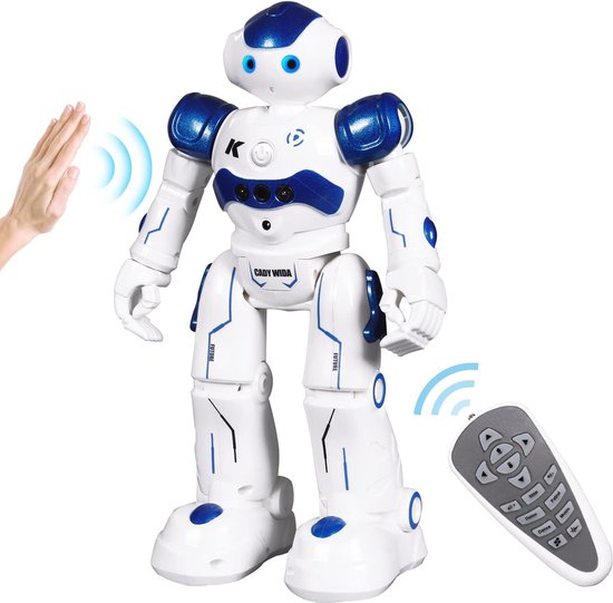 Jouet robot télécommandé rechargeable avec yeux LED, musique et
